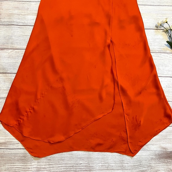 EXPRESS Satin Cowl Neck Asymmetrical Hem Maxi Slip Dress - Picture 5 of 16